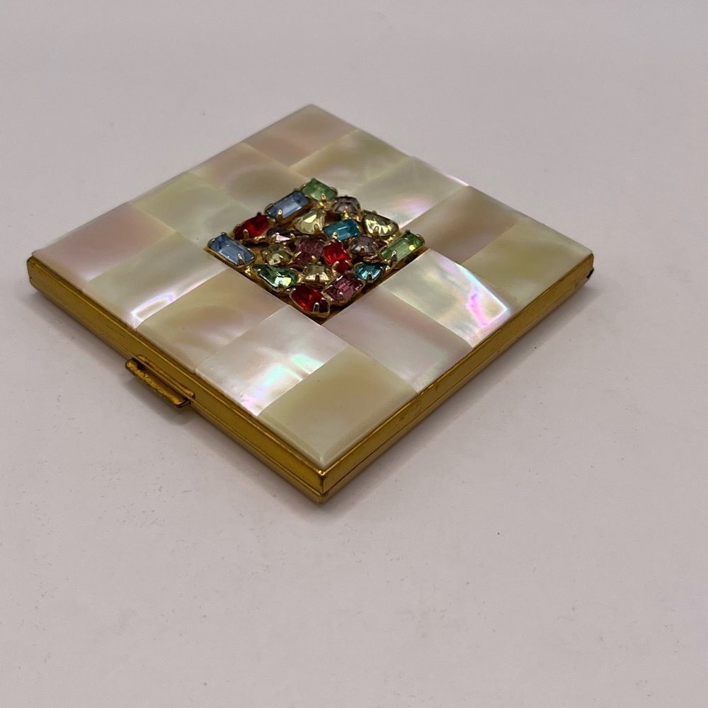 Evans USA vintage rhinestone and MOP compact.